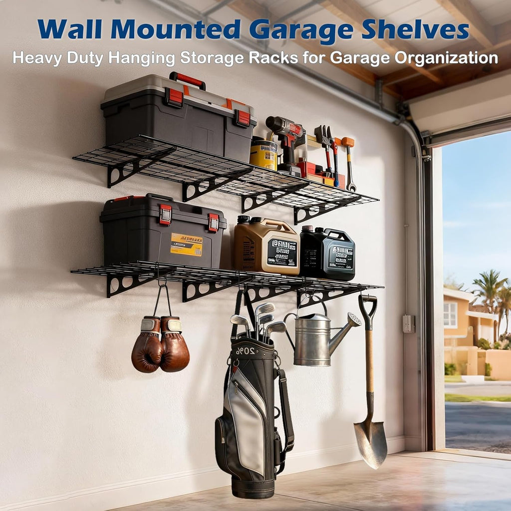 Skiennix Garage Wall Shelving - Durable 4-Pack System for Organized Storage | 3x2 Size