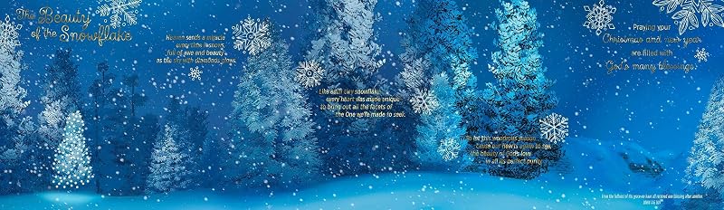 Five-Panel Christmas Card Set with Scripture – 18 Blue Snowflake Cards & Foil Enveloped Box