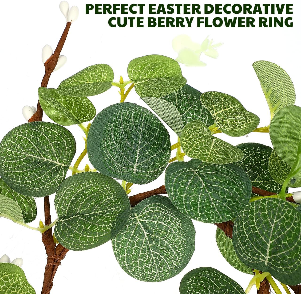 Zerodeko Easter Candle Ring Set - Eucalyptus Leaves Wreath Pillar Holders | Mini Green Decor, 8cm