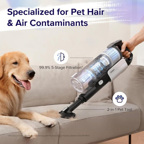 LEVOIT Cordless Vacuum Cleaner - Powerful Suction & Tangle-Resistant Design | 50-Minute Runtime, Lightweight & Versatile for Carpet & Hard Floors