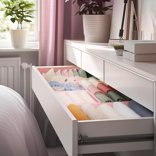 Criusia Drawer Organizer - 10 Pack Dresser Storage Bins for Baby Clothes & Underwear | Foldable Pink Dividers