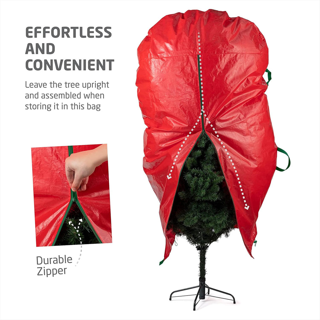 ZOBER Christmas Tree Storage Bag - Waterproof & Durable for 7.5 Ft Trees - Red with Drawstring Hem