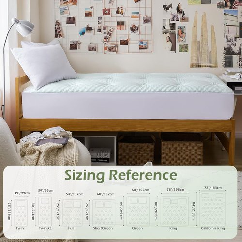 Hansleep Twin Mattress Pad - Memory Foam Topper for Back Pain Relief | Viscose from Bamboo, 39" x 75", White