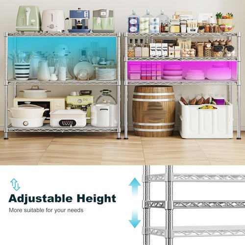 DurayLoly 3-Tier Adjustable Metal Shelving - Heavy Duty Wire Storage Rack | 35.4"W x 23.6"D x 35.4"H, Tool-Free Assembly, Chrome Finish