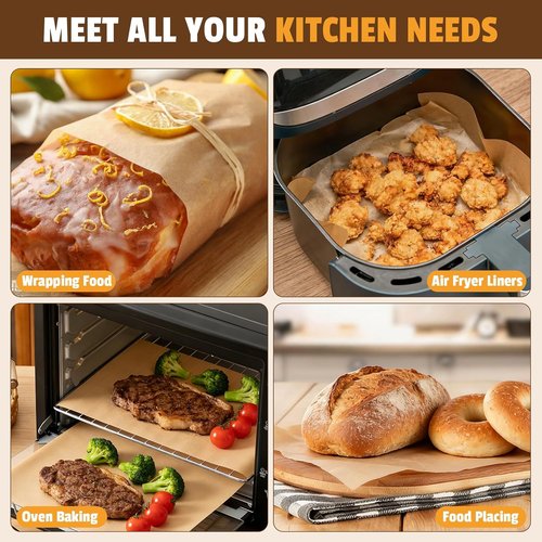 CAREGY Unbleached Parchment Paper Sheets - 480 Pcs, 12 x 16 Inch, Non-Stick for Baking & Cooking