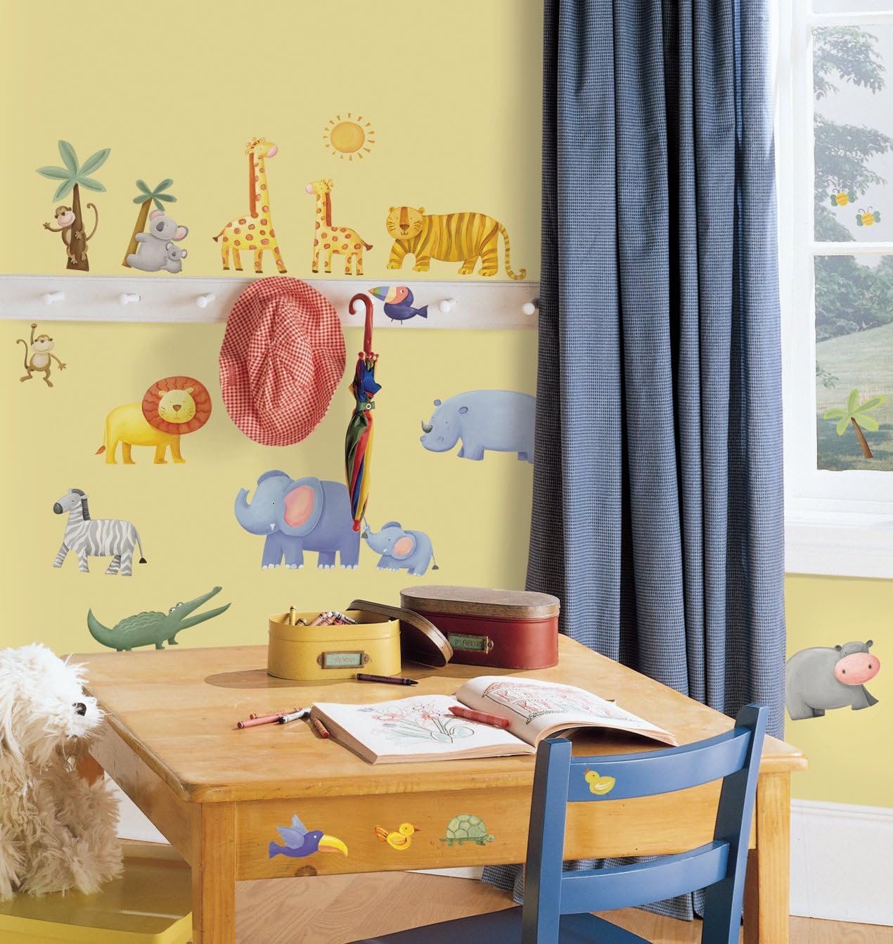 RoomMates Jungle Adventure Wall Decals - Easy Peel and Stick Design for Kids' Rooms