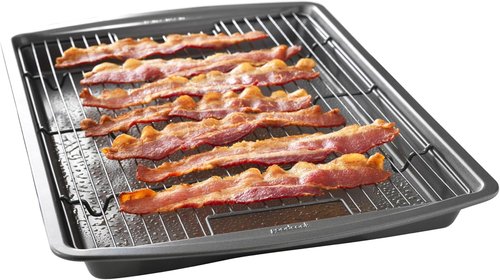 GoodCook Nonstick Carbon Steel Baking Pan with Raised Wire Rack - 15” x 10.5” | Perfect for Pizza, Bacon & More