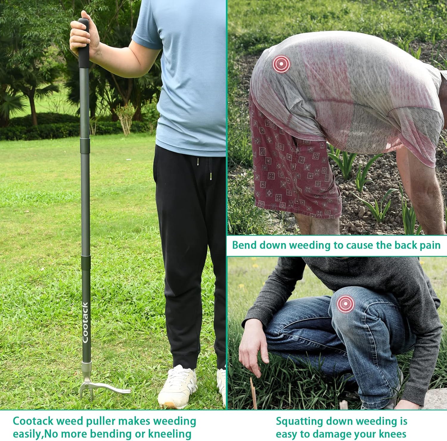 52'' Weed Puller - Skiennix Manual Weeding Tool with Stainless Steel Claw for Easy Garden Maintenance