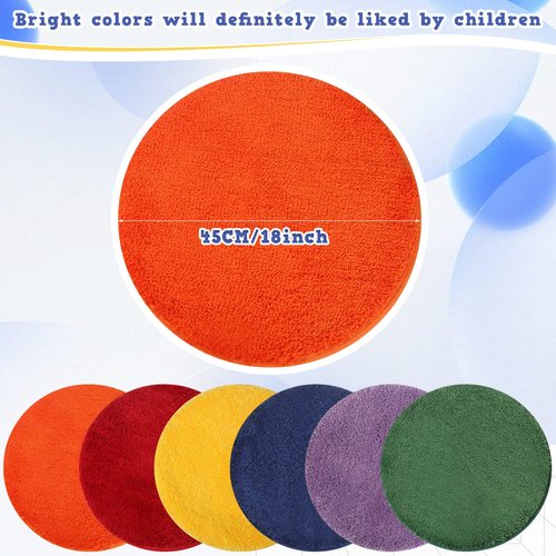 Funtery 6 Pieces Colorful Carpet Circle Seats 18 Inches Round Kids Classroom Floor Mat Soft Classroom Rugs Educational Cushions for Kids School Learning Area, Home Bedroom Play Areas Rugs