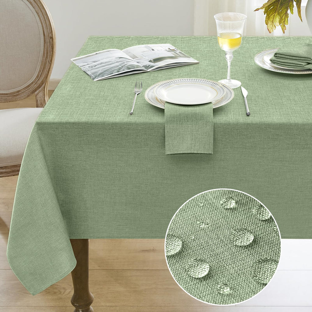 Softalker Outdoor Table Cloth Rectangle 70x52 Inch Sage Green Spring Tablecloths Linen Textured Stain and Wrinkle Resistant Decorative Dining Table Cover Waterproof for Easter,Party,Birthday,Coffee