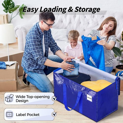 **Skiennix Extra Large Heavy-Duty Moving Bags - 16 Pack with Reinforced Handles & Zippers | Blue Storage Totes for Clothes & Dorm Supplies**