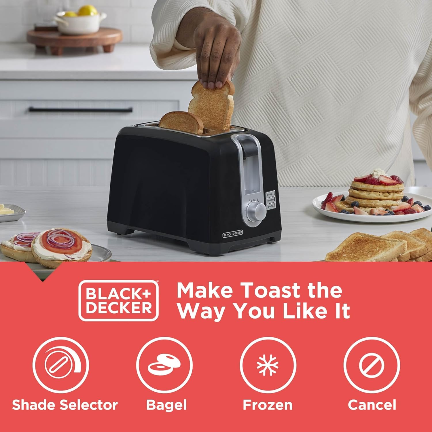 Skiennix 2-Slice Extra Wide Slot Toaster - Perfect for Bagels & Thick Bread | Stylish Design