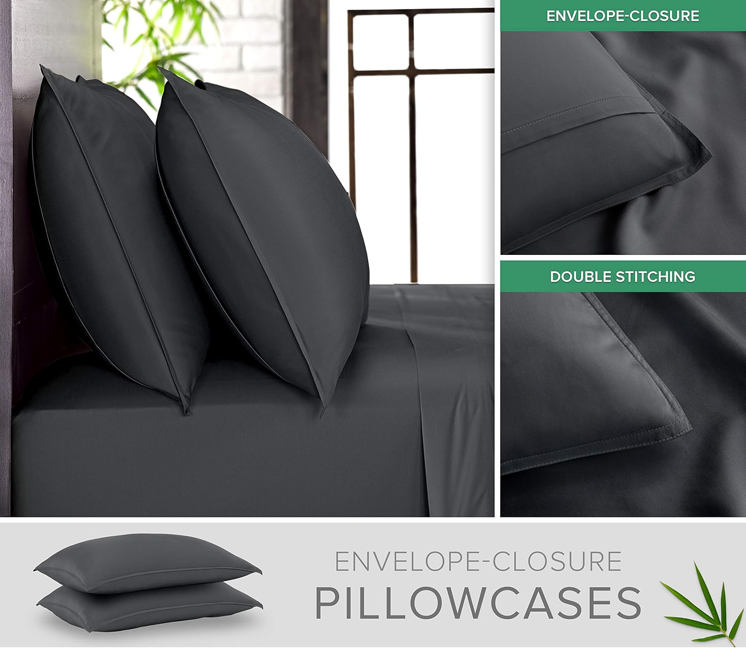 Pure Bamboo Twin Sheets - Luxuriously Soft & Cooling 100% Organic Viscose Bed Sheet Set | Charcoal Color