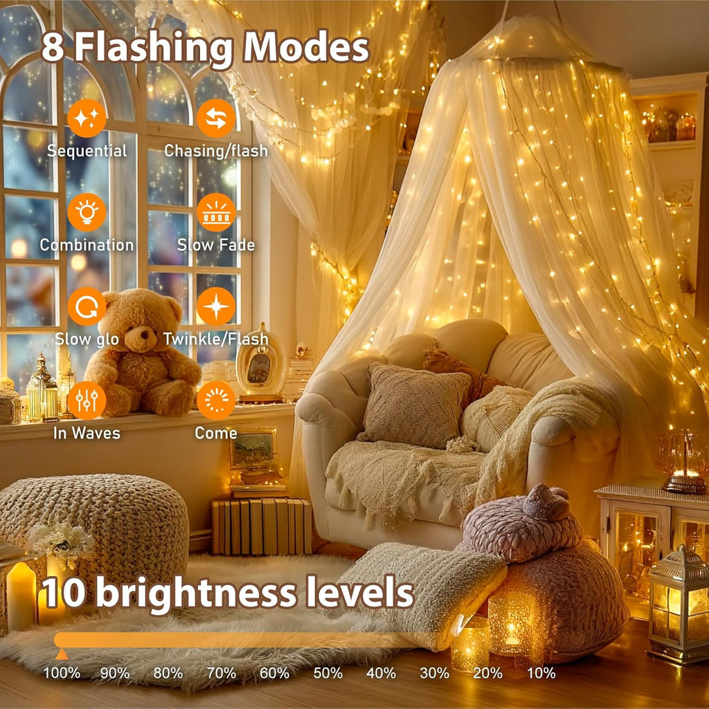Skiennix 120L Twinkle Lights - 100 LED Rechargeable Fairy Lights with Remote & Timer Bundle