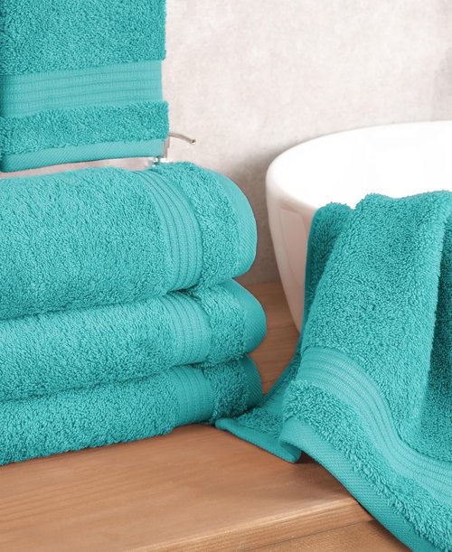 Cotton Paradise Hand Towels - 100% Turkish Cotton, Soft & Absorbent | 4-Piece Turquoise Set