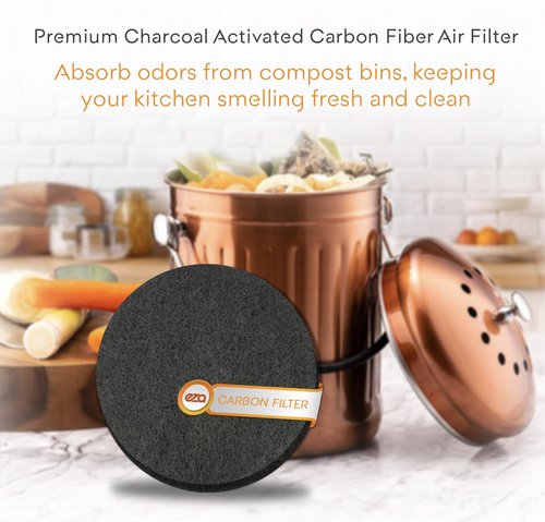 Premium Charcoal Activated Carbon Fiber Replacement Air Filter for Kitchen Compost Bin (10 Pack, Round 5.5")