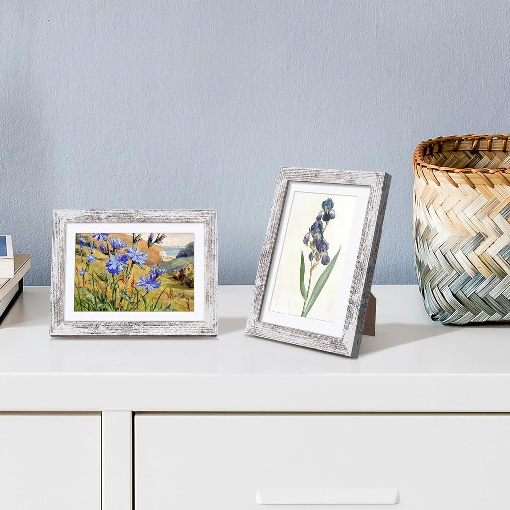 Upsimples 5x7 Picture Frame - Rustic White Wall Hanging Frame for 4x6 or 5x7 Photos | 1 Pack