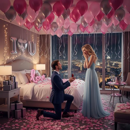 32 Inch I Love You Balloons Pink Silver Balloon with Heart Shaped, Love Foil Balloons and 1000 Pieces Pink Rose Petals for Anniversary Valentine's Day Proposals Romantic Decoration Kit