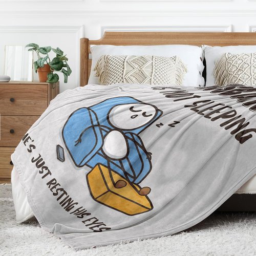 GoMelley Funny Gifts for Husband, Husband is Not Sleeping Blanket, Birthday, Anniversary, Fathers Day, Throw Gifts for Him from Wife, Super Soft Blanket for Couch and Napping, 60" x 50"