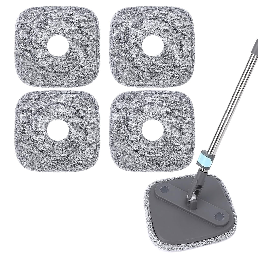 Yicotira Square Microfiber Mop Pads Compatible with True & Tidy True Spin Mop - Mop Replacement Pads for Square Spin Mop and Bucket - Washable Pads fit for All 9 Inch Square Spin Mop (4 Pack)