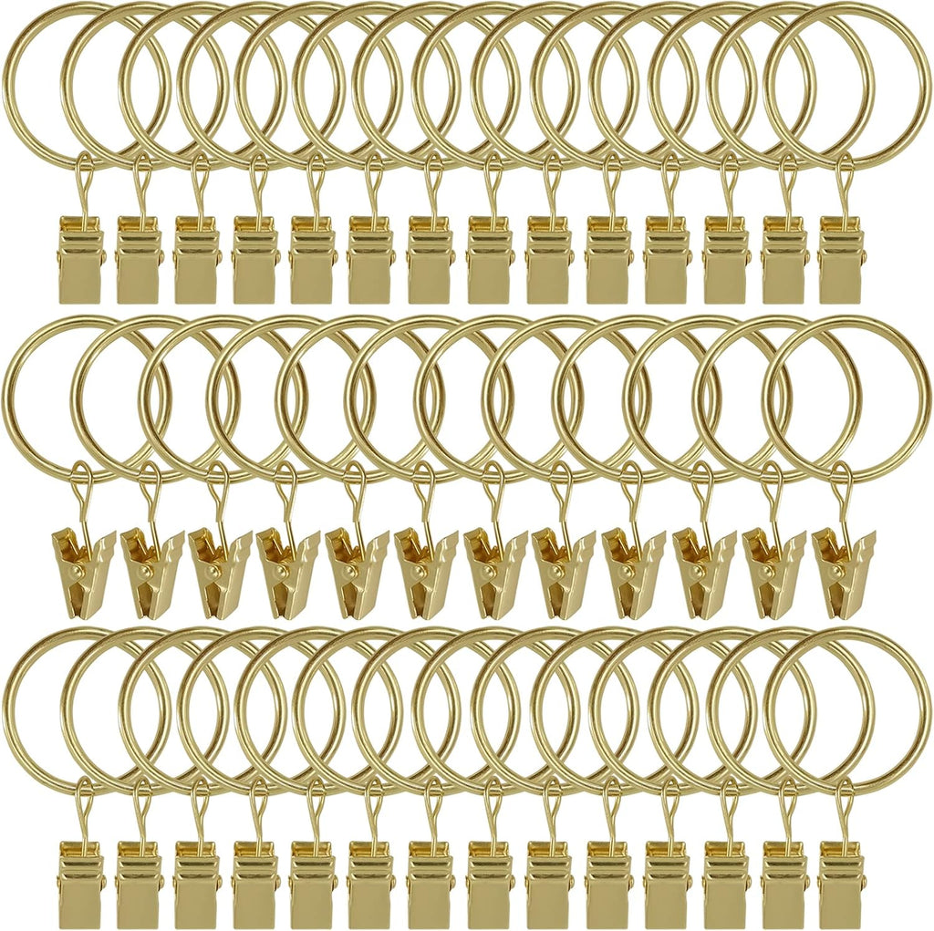 Skiennix 40 Pack Curtain Rings - Durable Drapery Clips with 1.26" Interior Diameter | Gold Finish