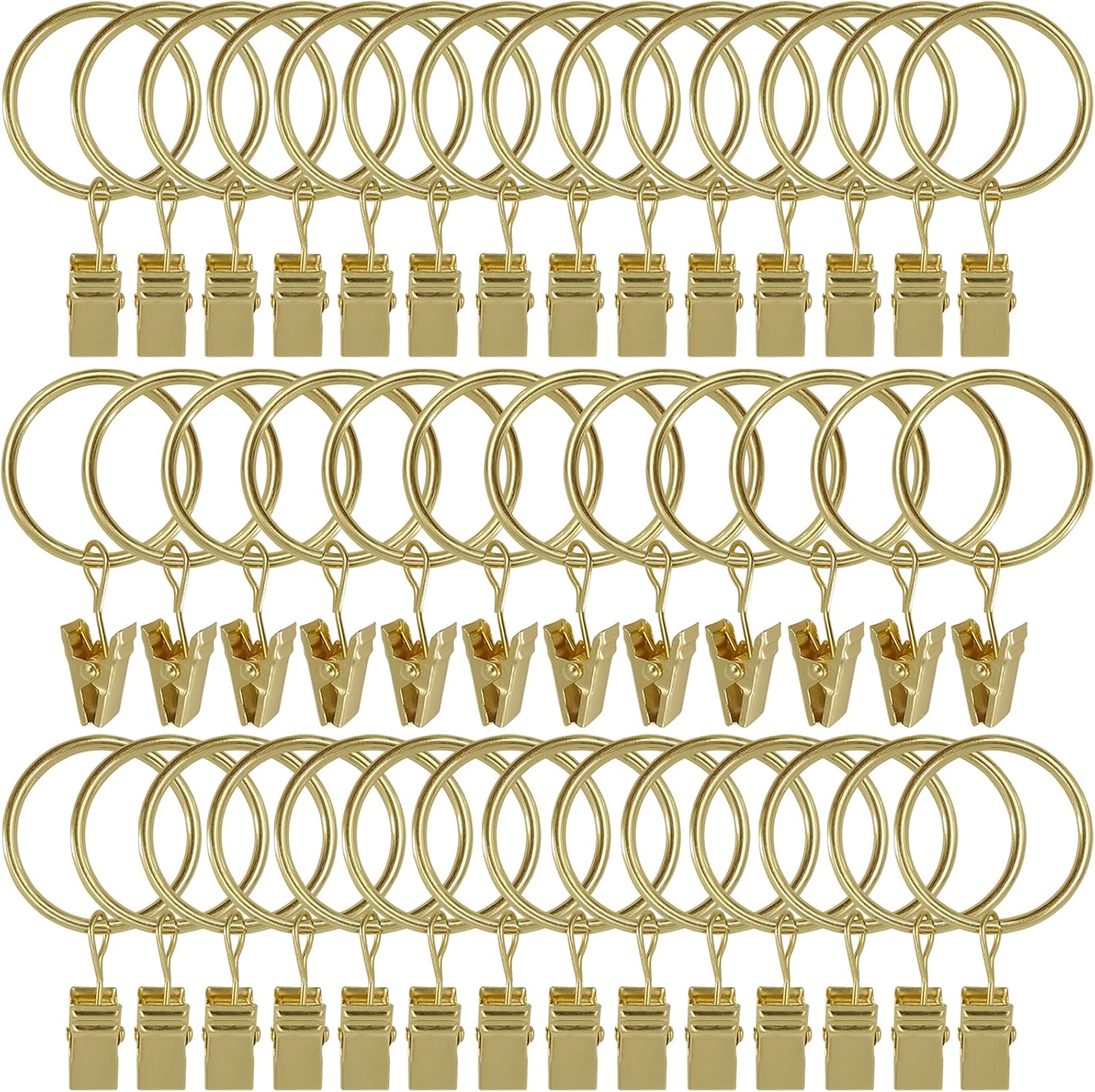 Skiennix 40 Pack Curtain Rings - Durable Drapery Clips with 1.26" Interior Diameter | Gold Finish