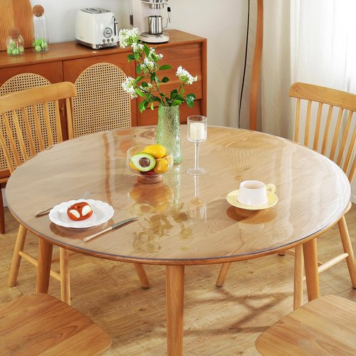Warmstar Clear Table Protector 2mm Thick, Dia.54 Inch Round Clear Table Cover Protector, Plastic Table Cover, Clear Desk Mat Desk Pad, Desk Protector Mat for Coffee Table, Writing Desk, Dining Room