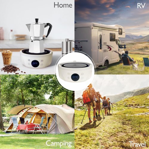 Mini Hot Plate Electric - Portable hot plate, Small Hot Plate, Mini Electric Stove, Perfect Size For Moka Pot, Melting Wax And More, Suitable For Kitchen, RV camping, Outdoor, 600W, 9 heat levels