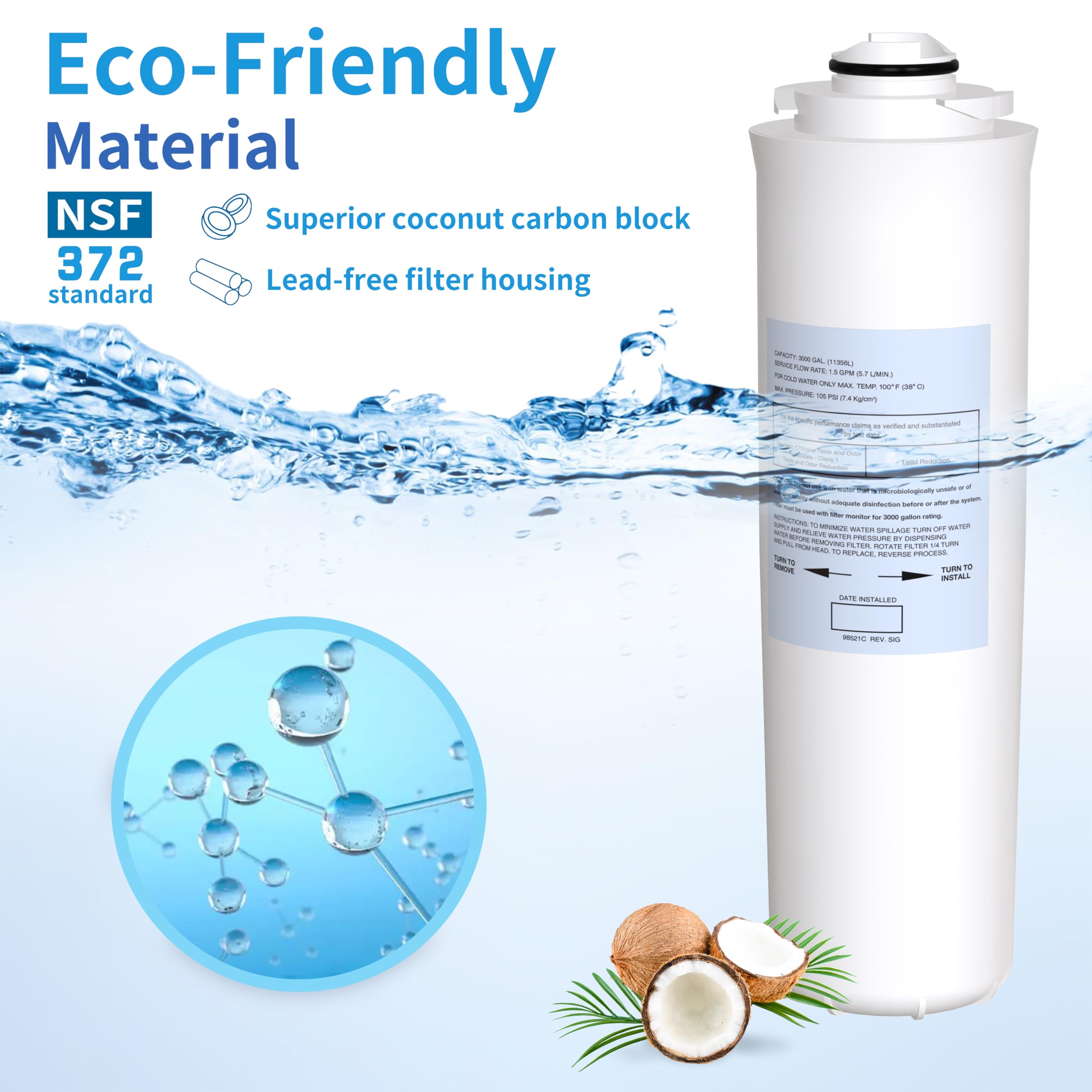 51300C Filter Compatible with Elkay EzH2O, Replacement for Elkay 51300C (No Chip - 3 Pack)