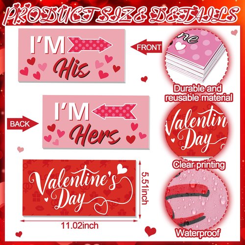 24 Designs Valentines Photo Booth Props Double Sided 11x5.5 Inch Valentine's Day Party Decorations for Photoshoot Photo Booth Props Waterproof Selfie Signs PVC for Galentines Wedding Party Supplies
