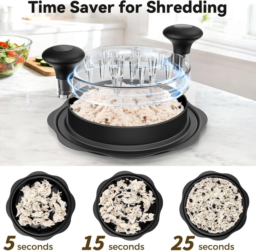 Ukeetap 10" Pro Chicken Shredder Tool - BPA-Free, Ergonomic Design & Anti-Slip Base, Black