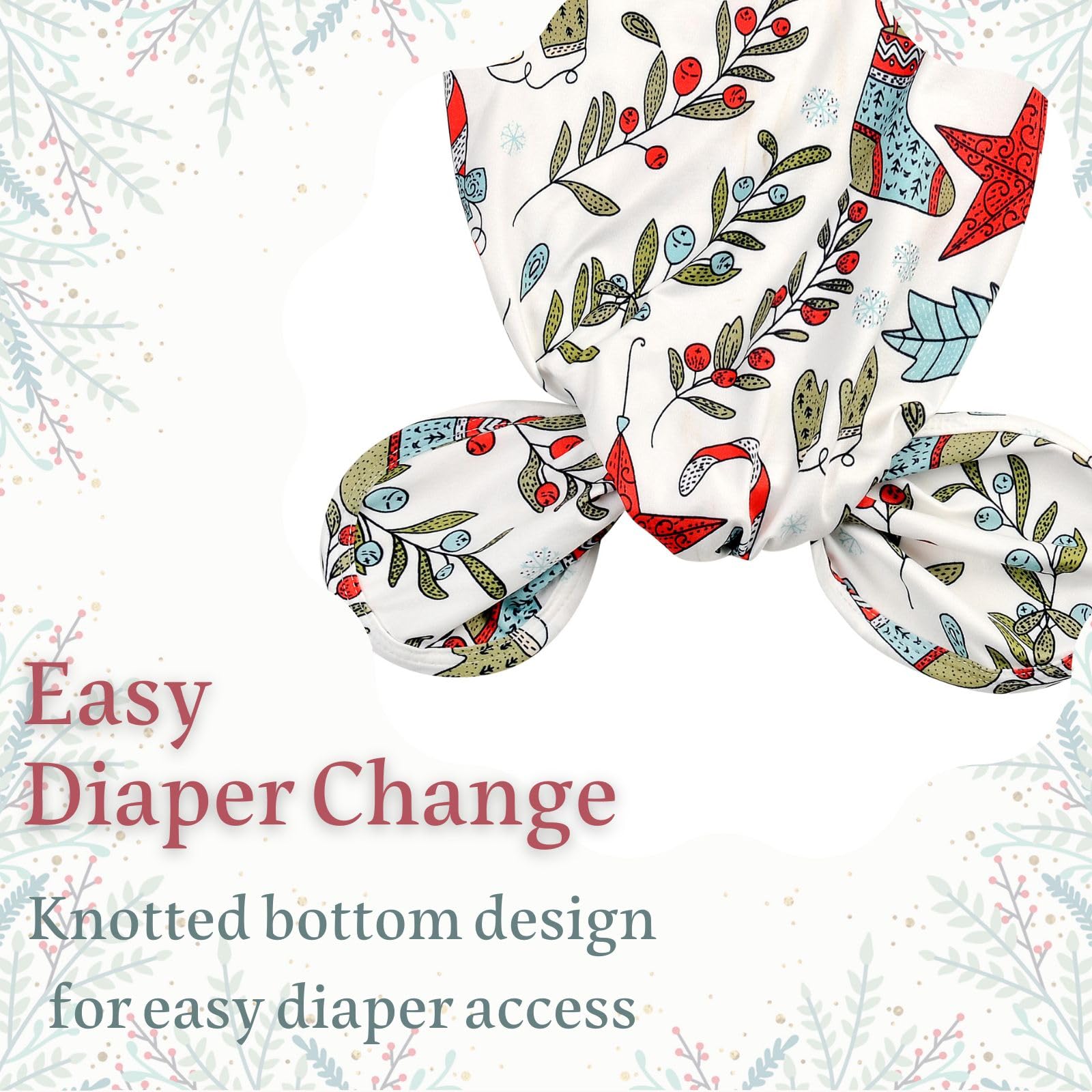 Giggle Angel Newborn Baby Sleeper Knotted Gown Baby Girl Boy Coming Home Outfits 2-Piece and Hat Set 0-3 Months (Leaf)