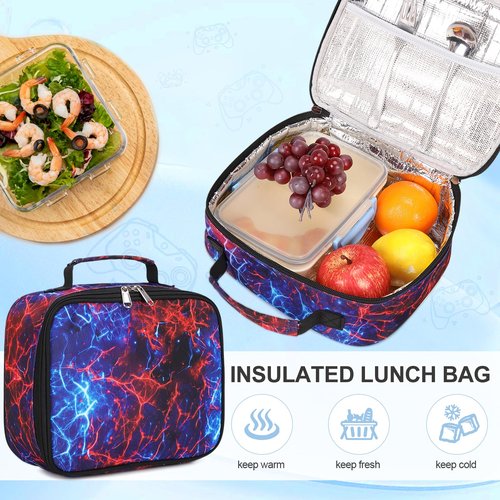 DIGOBAY Boys Backpack for School, 3PCS Cool Luminous Gamer Backpack for Boys with Lunch Box Pencil Case, Kids Backpacks Bookbag for Teen Boy Elementary Middle High School with USB Charging Port
