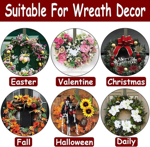 Brushed Nickel Wreath Hanger - Adjustable 15" to 25" for Christmas & Fall Door Decorations