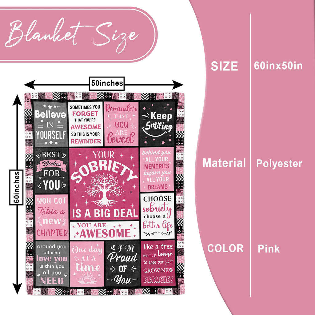 kituzol Sobriety Gifts for Women, Sober Blanket, Addiction Recovery Gift, 1 Year Sober Gift Ideas, AA Gifts Sobriety for Women 60"X50"