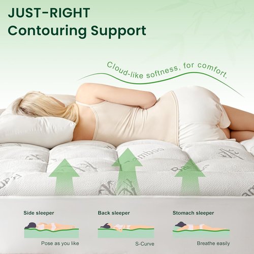 Love's Cabin Queen Mattress Topper - Soft Bamboo Viscose Pillow Top for 8"-20" Mattresses | Cooling Comfort for Hot Sleepers