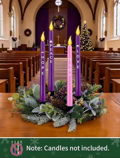 BLOSMON Advent Wreath - 14-Inch Christmas Candle Holder Ring for Festive Table Decor | Pine Berry Design