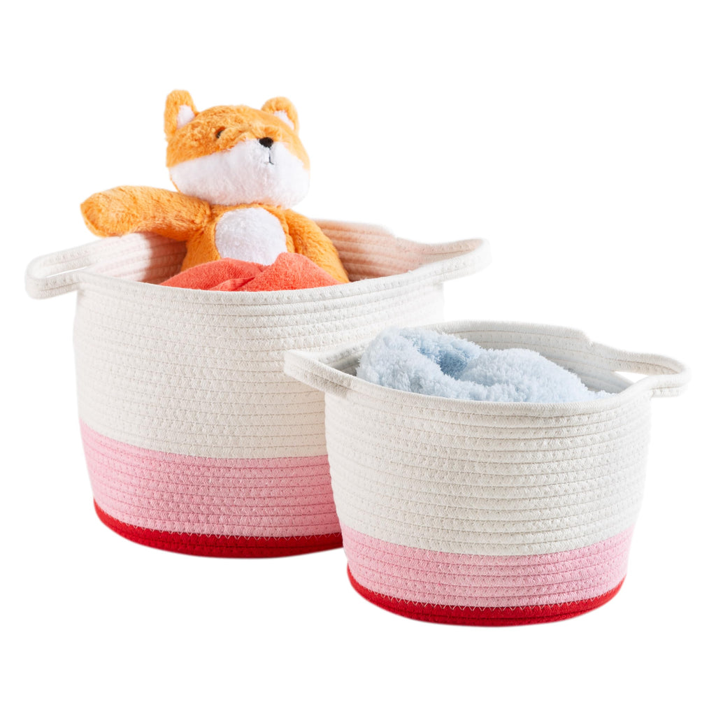 Honey-Can-Do Nesting Cotton Rope Storage Basket Set, Red Ombré STO-09319 White