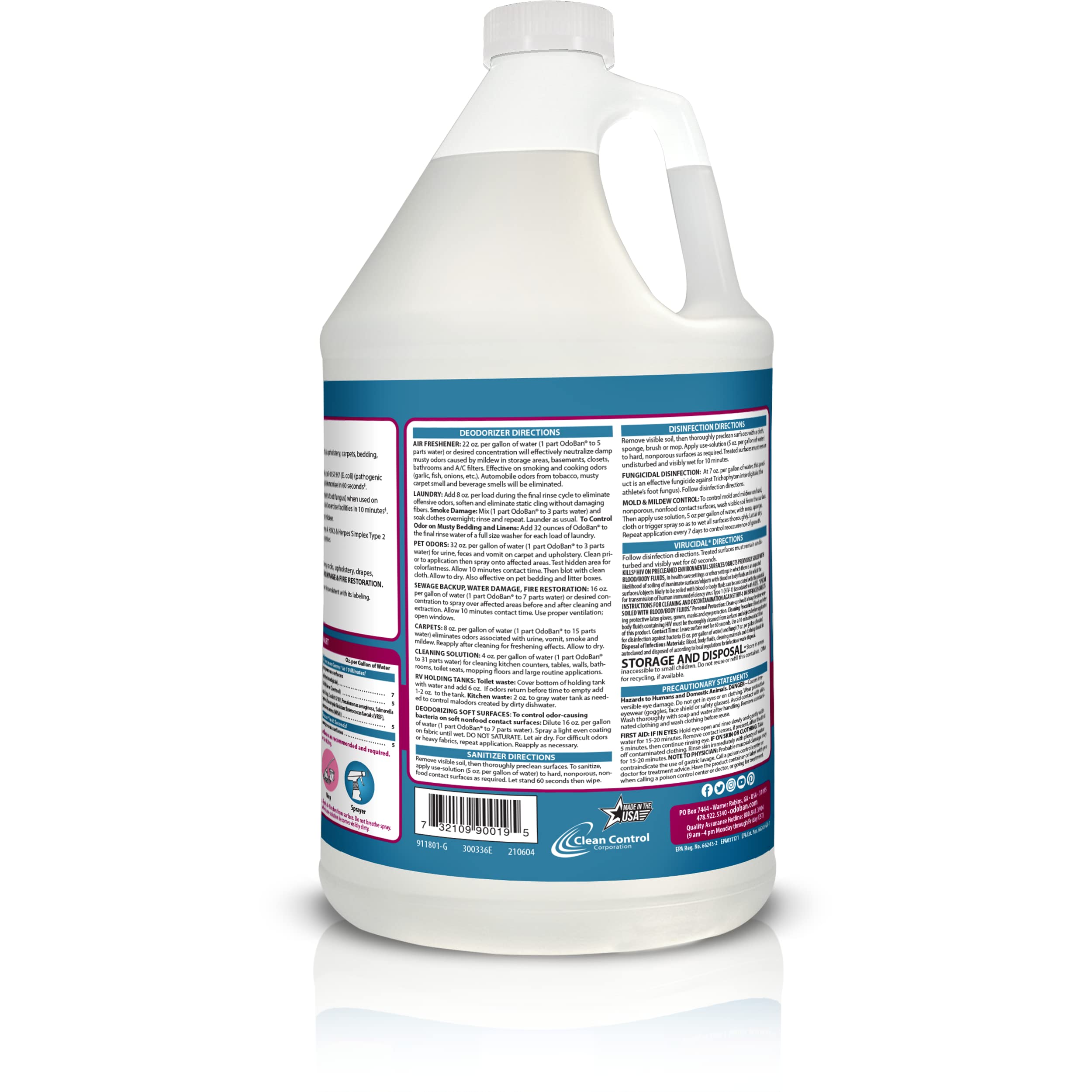 OdoBan Disinfectant Concentrate and Odor Eliminator, Made in the USA, Cotton Breeze Scent, 4 Gallons