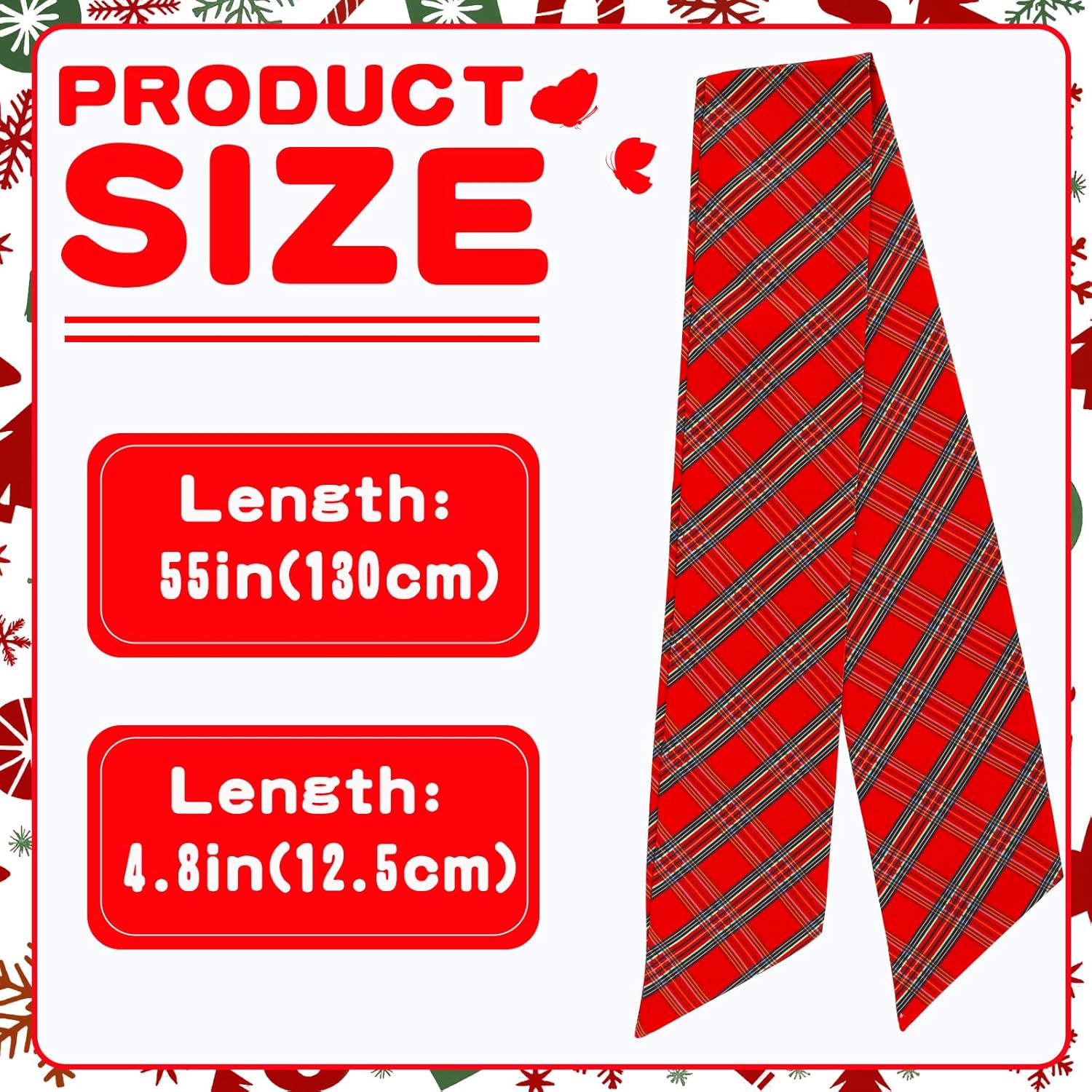 TONIFUL Wreath Sash - Red and Green Check Plaid Design | 4.5" x 56" Indoor/Outdoor Holiday Decor