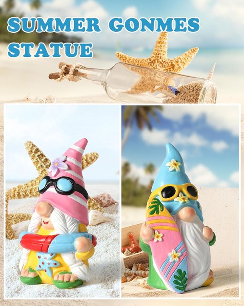 iStatue Pool Gnomes - 2PCS Hand-Painted Funny Resin Statues | Beach Summer Decor for Garden & Poolside