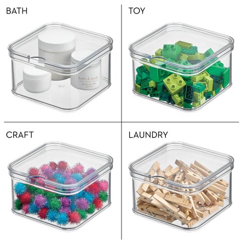 iDesign Stackable Fridge Organizer Bins with Lids for Fresh Produce - Set of 6 - Clear