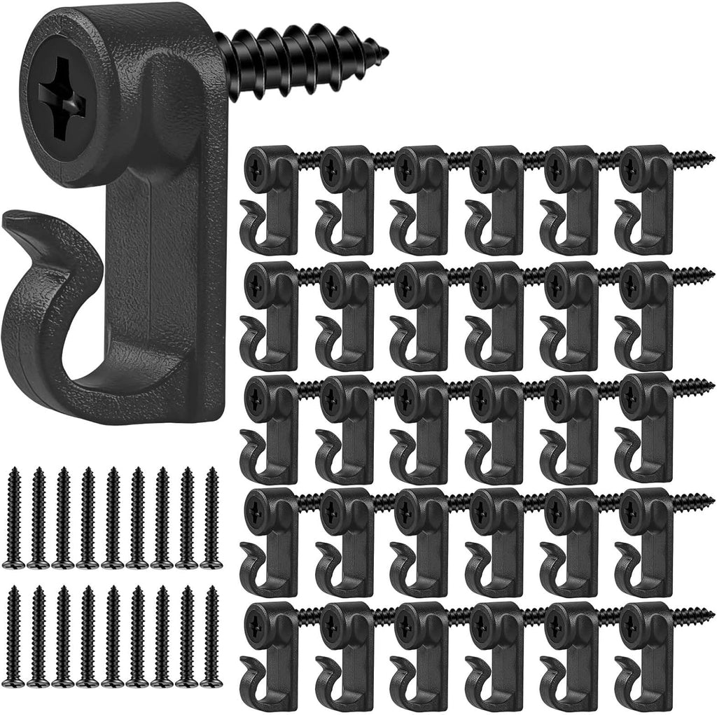 Skiennix String Light Hooks - Weatherproof Screw-In Clips for Outdoor Christmas Lights | 60 Pack (Black)