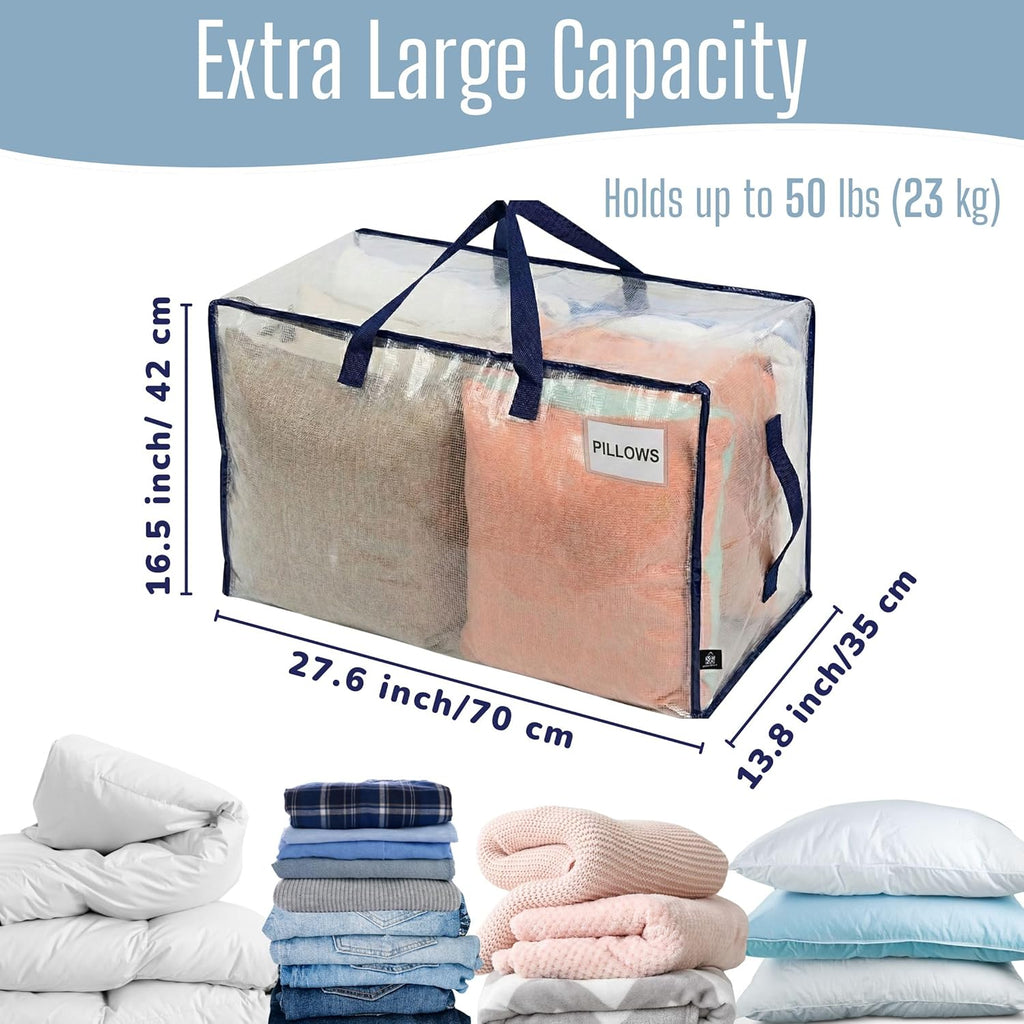 VENO Extra Large Moving Bags - 4 Pack Heavy Duty Storage Totes with Reinforced Handles & Strong Zippers
