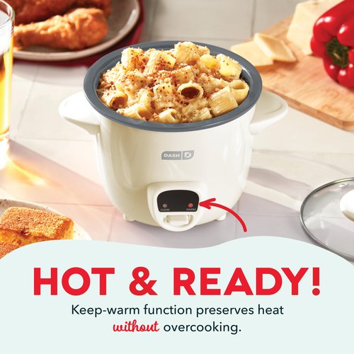 DASH Mini Rice Cooker Steamer with Removable Nonstick Pot, Keep Warm Function & Recipe Guide, .5 Quart, for Soups, Stews, Grains & Oatmeal - Cream