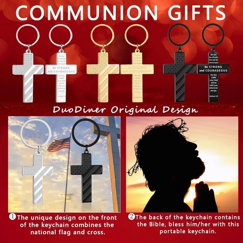 DuoDiner Cross Keychains - Meaningful Christian Graduation Gifts for Men | Unique Religious Keepsakes