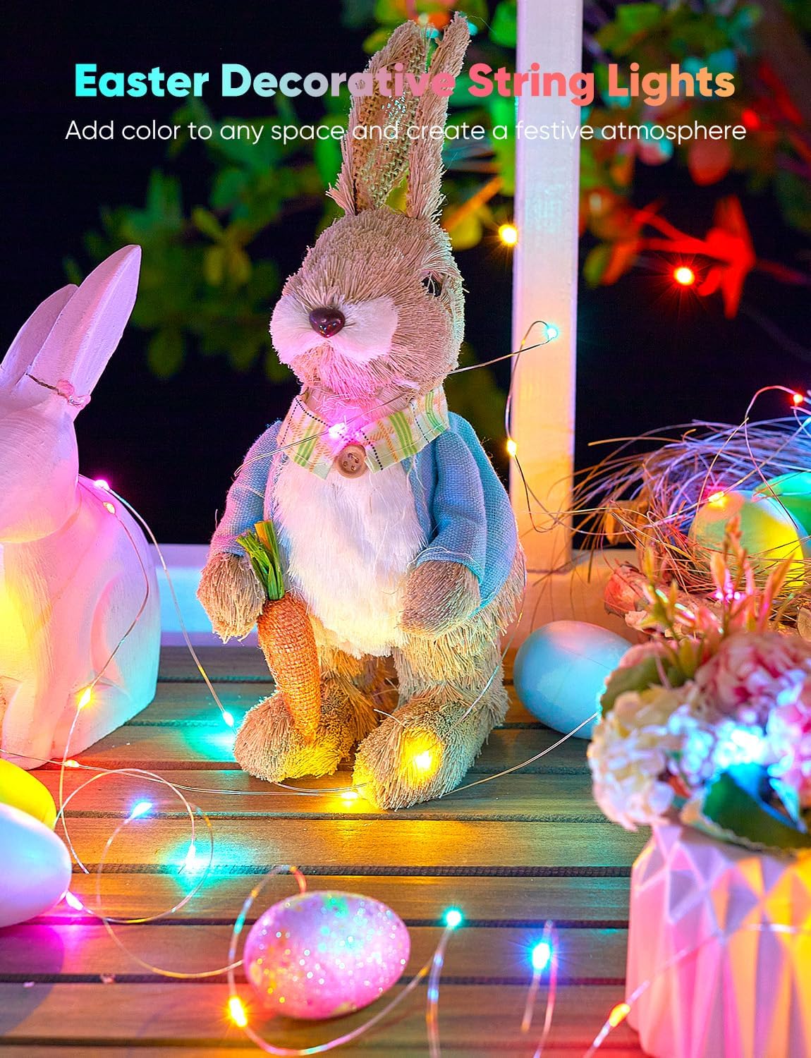 Minetom 12 Pack Pastel Christmas Lights - 7ft Battery Operated LED Fairy String Lights | Waterproof Easter Decor