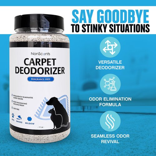 NonScents Carpet & Rug Odor Eliminator - Safe & Fragrance-Free Pet Carpet Deodorizer - Cat and Dog Smell Neutralizer - Removes Pet Urine Odors - Fresh Scent Powder in Pet Areas at Home