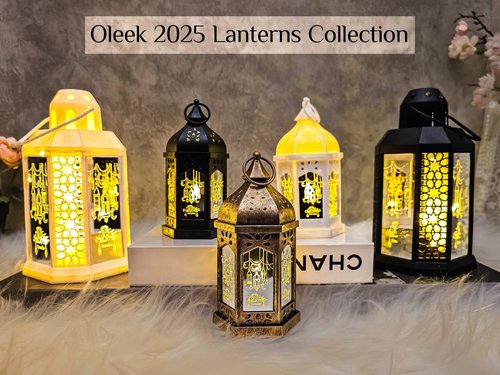 OLEEK Ramadan Lantern Lights (2PCs-8in)- Ramadan Decorations for Home 2026 - Ramadan Decor - Ramadan Lights - Ramadan Lanterns Decorative - Ramadan Lanterns for Kids - Ramadan Decoration فانوس رمضان