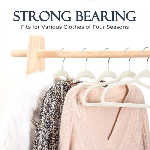 HOUSE DAY Ivory Velvet Hangers - 40 Pack Non-Slip Heavy Duty Felt Hangers | Slim Space-Saving Design with 360° Rotating Hook
